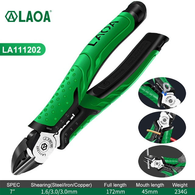 LAOA Long Nose Pliers Industrial Grade Hand Pliers Household Sets Multifunctional 7 inch Electrician Diagonal Wire Cutters
