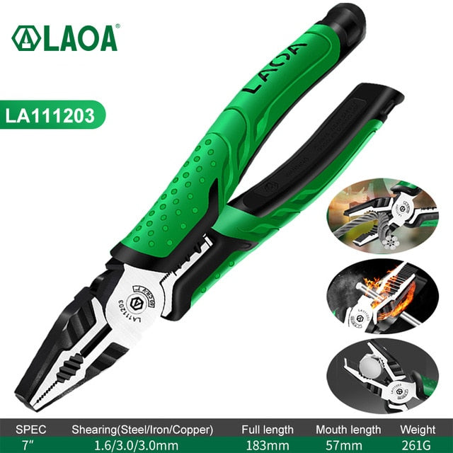 LAOA Long Nose Pliers Industrial Grade Hand Pliers Household Sets Multifunctional 7 inch Electrician Diagonal Wire Cutters
