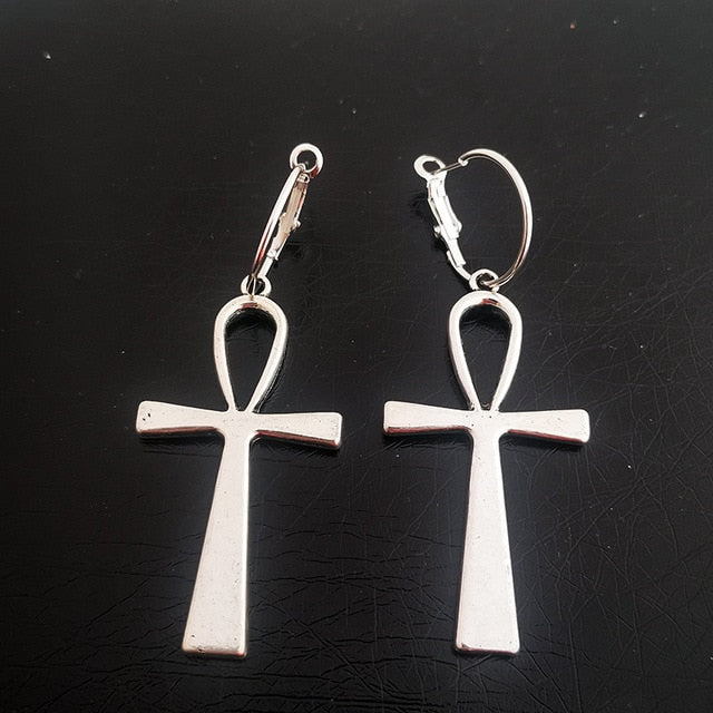 Big Cross Dangle Drop Earrings For Women Korean Trendy Punk Goth Gothic Vintage Statement Fashion Jewelry Steampunk Accessories