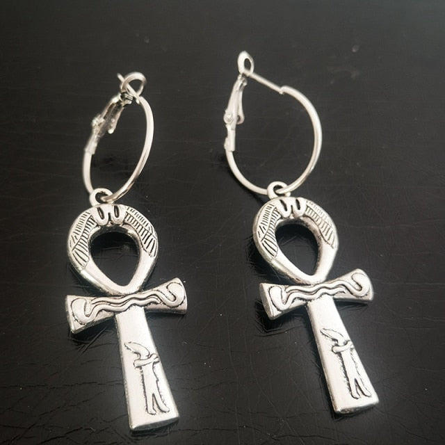 Big Cross Dangle Drop Earrings For Women Korean Trendy Punk Goth Gothic Vintage Statement Fashion Jewelry Steampunk Accessories