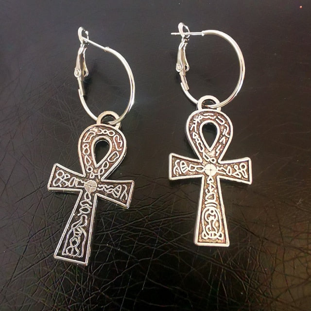 Big Cross Dangle Drop Earrings For Women Korean Trendy Punk Goth Gothic Vintage Statement Fashion Jewelry Steampunk Accessories