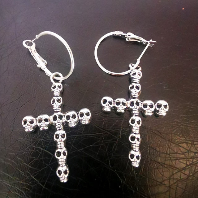 Big Cross Dangle Drop Earrings For Women Korean Trendy Punk Goth Gothic Vintage Statement Fashion Jewelry Steampunk Accessories