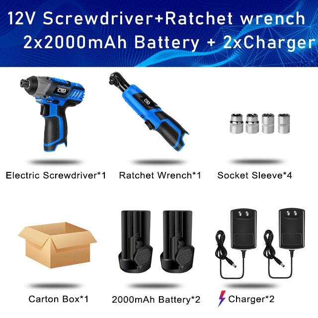 12V Cordless Electric Screwdriver Drill Machine Ratchet Wrench Power Tools Electric Hand Drill Universal Battery by PROSTORMER