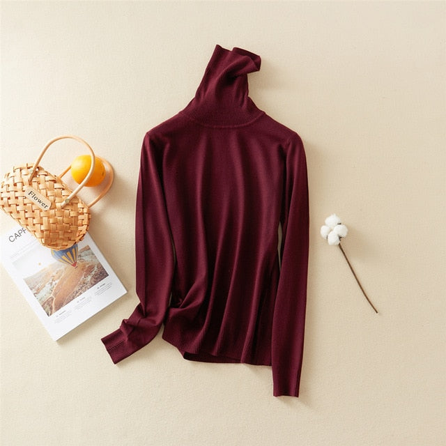 Marwin New-Coming Autumn Winter Tops Solid Turn-Down Collar Pullovers Female Thick Turtleneck Knitted High Street Women Sweater