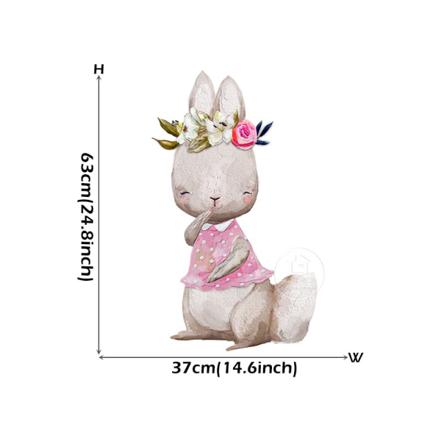 Watercolor Cartoon Bunny Wall Stickers Baby Nursery Wall Decals for Kids Room Living Room Bedroom Home Decor Rabbit Stickers PVC