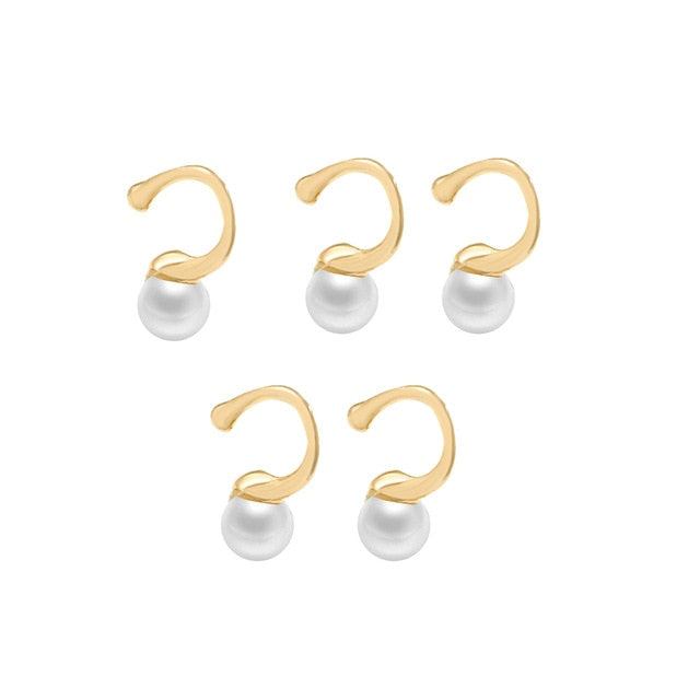 2020 New Fashion Pearl Ear Cuff Bohemia Stackable C Shaped CZ Rhinestone Small Earcuffs Clip Earrings for Women Wedding Jewelry