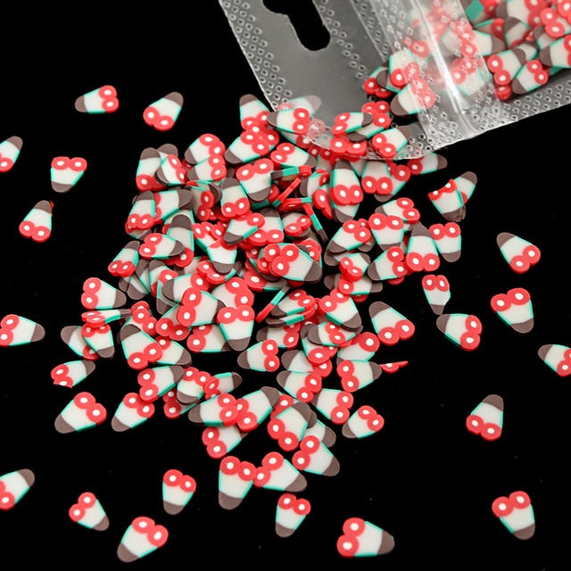 3D Fruit Tiny Slices Stickers Nail Decals Mixed Style Polymer Clay Nail Art Decorations Design Nail Tips Professional Supplies