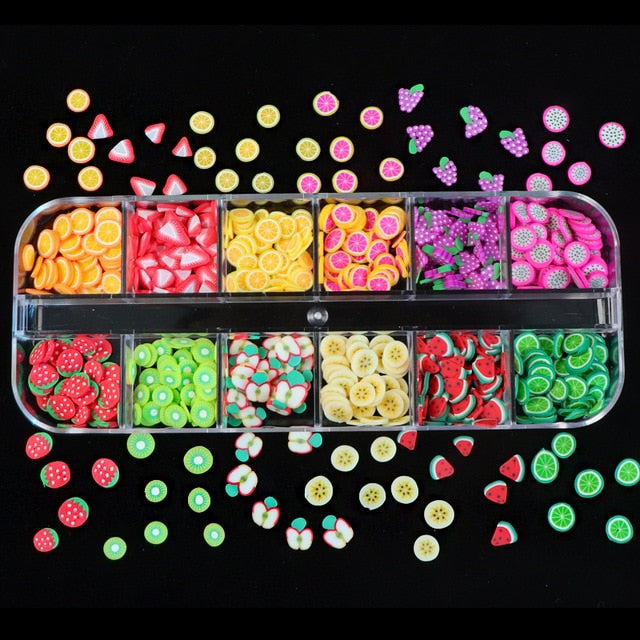 3D Fruit Tiny Slices Stickers Nail Decals Mixed Style Polymer Clay Nail Art Decorations Design Nail Tips Professional Supplies