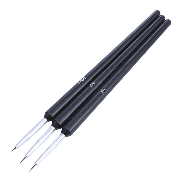 3Pcs Acrylic French Stripe Nail Art Liner Brush Set 3D Tips Manicure Ultra-thin Line Drawing Pen UV Gel Brushes Painting Tools