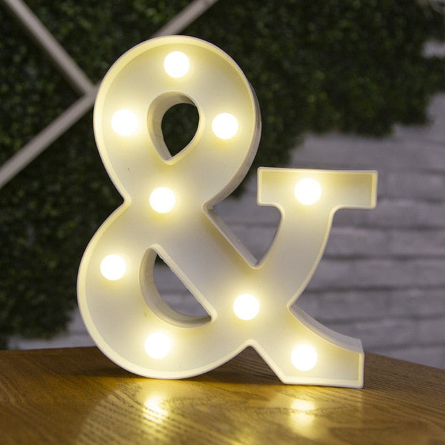 Alphabet Letter LED Lights Luminous Number Lamp Decoration Battery Night Light Party Bedroom Wedding Birthday Christmas Decor