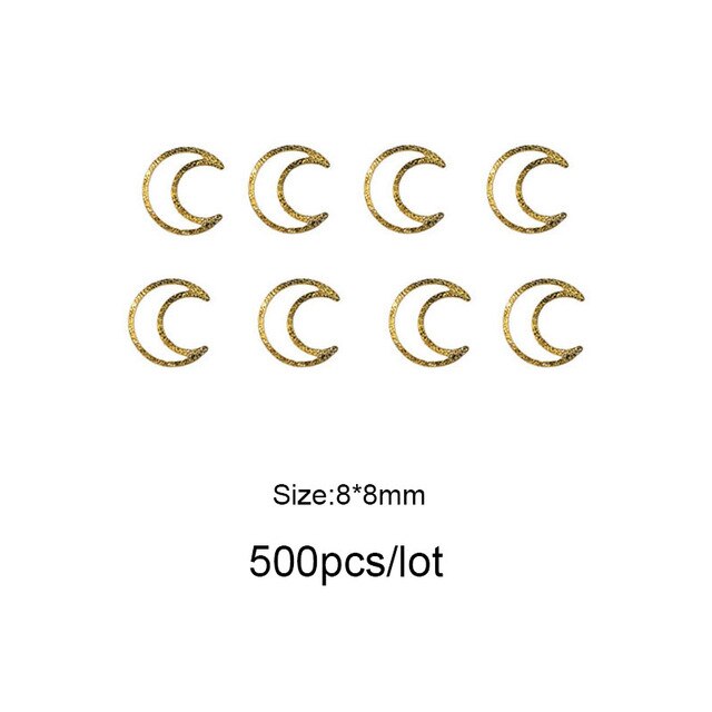 Moon Star Nails Gold Metallic Nail Sequins Charms 3D Nail Art Tips Decoration Press On Manicure Supply