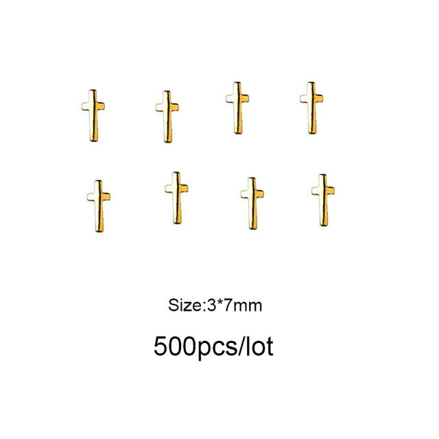 Moon Star Nails Gold Metallic Nail Sequins Charms 3D Nail Art Tips Decoration Press On Manicure Supply