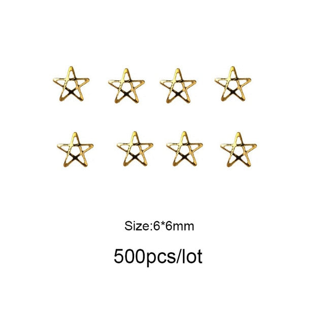 Moon Star Nails Gold Metallic Nail Sequins Charms 3D Nail Art Tips Decoration Press On Manicure Supply