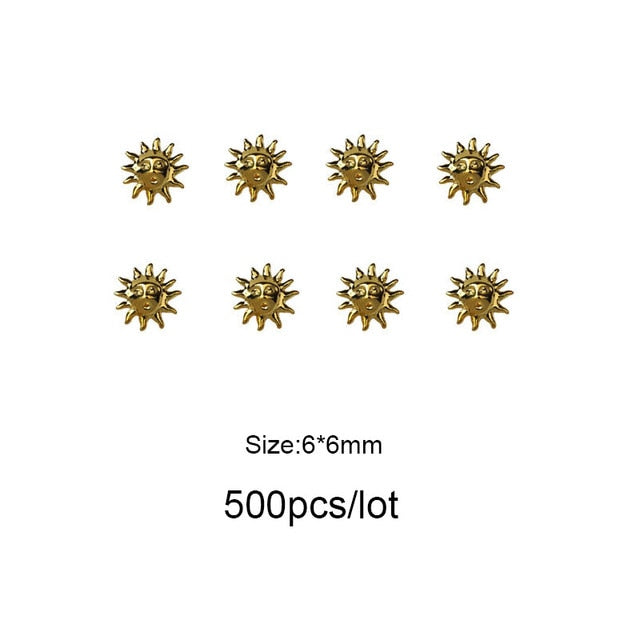 Moon Star Nails Gold Metallic Nail Sequins Charms 3D Nail Art Tips Decoration Press On Manicure Supply