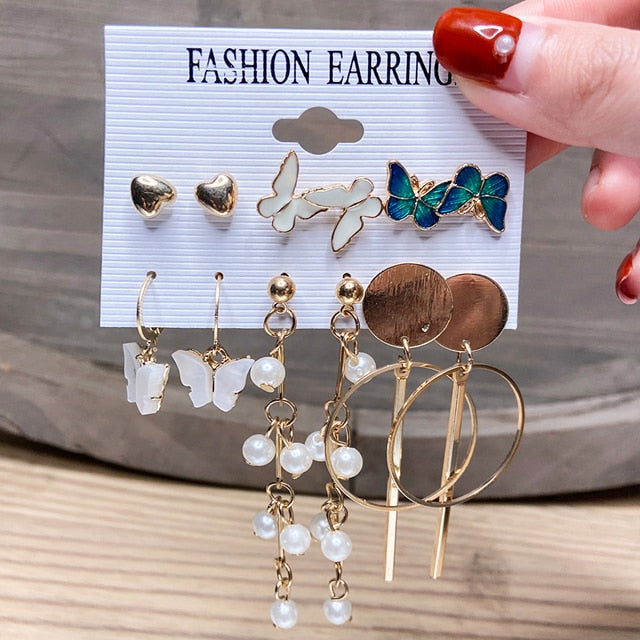 Fashion Gold Hoop Earrings Set Women Pearl Hoop Earrings Oversize Metal Circle Punk Earring 2020 Female Fashion Jewelry