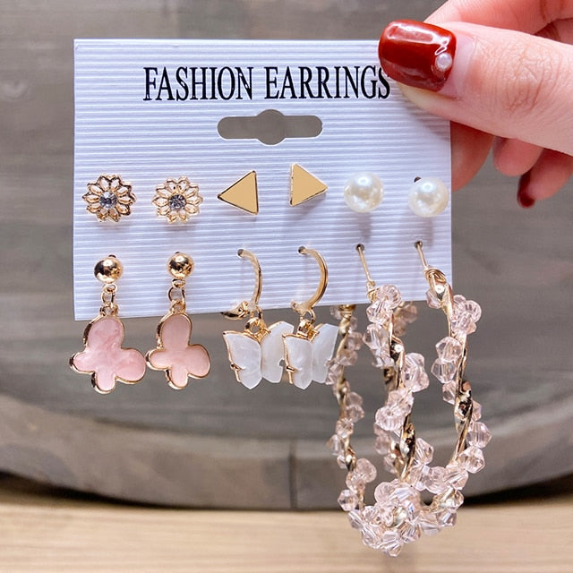 Fashion Gold Hoop Earrings Set Women Pearl Hoop Earrings Oversize Metal Circle Punk Earring 2020 Female Fashion Jewelry