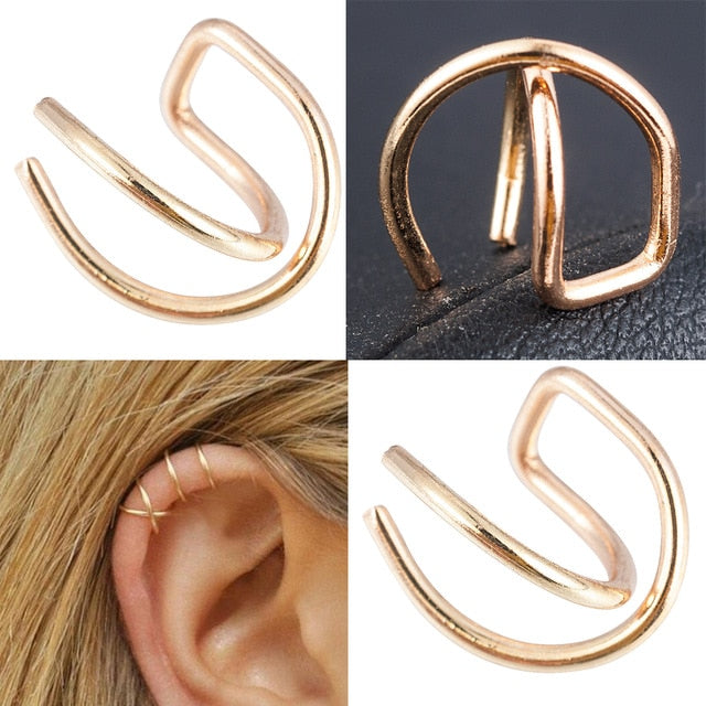 2 Pcs/set Punk Simple Ear Clip Cuff Wrap Earrings For Women Fashion Jewelry Clip-on Earrings Non-piercing Ear Cuff Eardrop