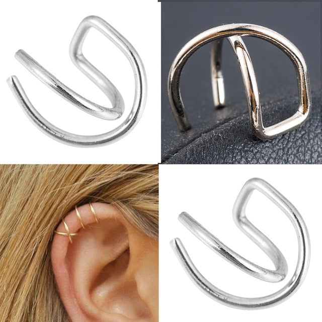 2 Pcs/set Punk Simple Ear Clip Cuff Wrap Earrings For Women Fashion Jewelry Clip-on Earrings Non-piercing Ear Cuff Eardrop