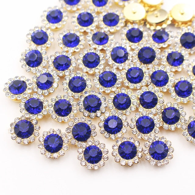 Claw Rhinestones Mix Color Sun Flower Flatback Sewing Rhinestones Shiny Crystals Stones Gold Base Sew On Rhinestones For Clothes