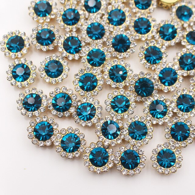 Claw Rhinestones Mix Color Sun Flower Flatback Sewing Rhinestones Shiny Crystals Stones Gold Base Sew On Rhinestones For Clothes