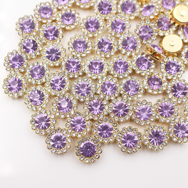 Claw Rhinestones Mix Color Sun Flower Flatback Sewing Rhinestones Shiny Crystals Stones Gold Base Sew On Rhinestones For Clothes