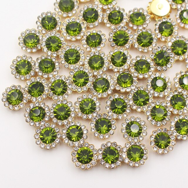 Claw Rhinestones Mix Color Sun Flower Flatback Sewing Rhinestones Shiny Crystals Stones Gold Base Sew On Rhinestones For Clothes