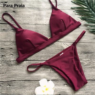 9 Colors Solid Bikini Set 2021 Sexy Push Up Swimwear Women Brazilian Swimsuit Low Waist Biquini Halter Two Pieces Bathing Suit