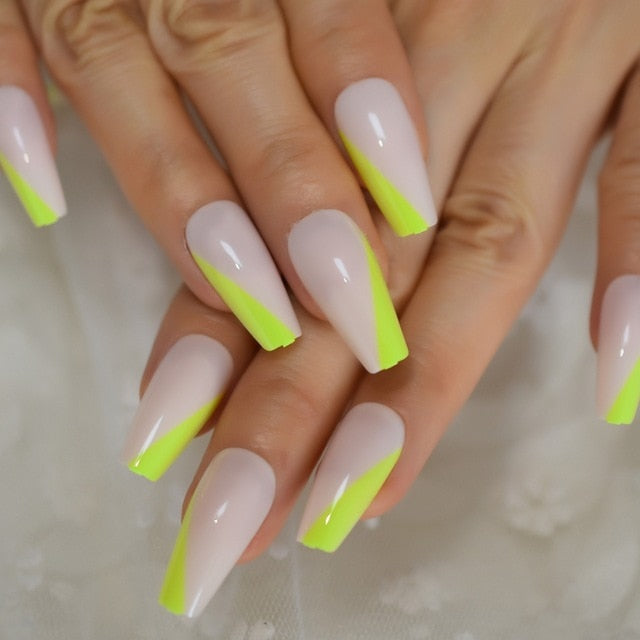 Nude Fake Nails Medium Square False Nail French Press On Nails U Pattern Supplies For Professionals Manicure Shop 24pcs Set