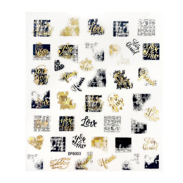 1pcs black laser gold Tropical Leaves 3D Nail Sticker Self Adhesive Manicure nail art decorations Decals supplies New year 2021