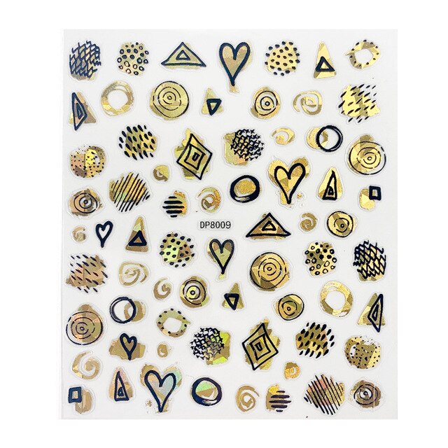 1pcs black laser gold Tropical Leaves 3D Nail Sticker Self Adhesive Manicure nail art decorations Decals supplies New year 2021