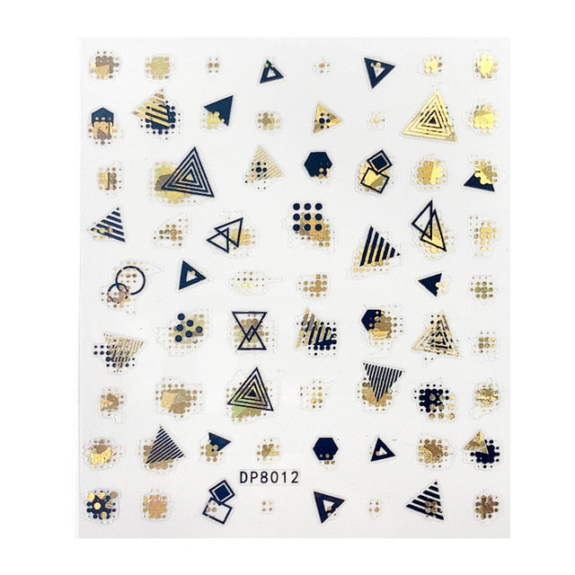 1pcs black laser gold Tropical Leaves 3D Nail Sticker Self Adhesive Manicure nail art decorations Decals supplies New year 2021