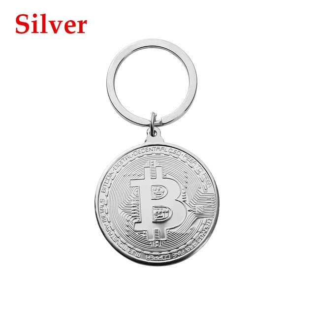 1Pc Bitcoin Gold Coin Keys Chain Collectors Coin Bitcoin Key Chains Key Rings Copper Plated Alloy Bitcoin Key Ring Coin Decor