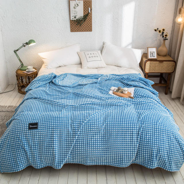 Bonenjoy Flannel Plaid for Beds Coral Fleece Blankets Gray Color Plaids Single Flannel Bedspreads Soft Warm Blankets for Bed
