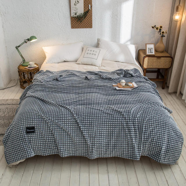 Bonenjoy Flannel Plaid for Beds Coral Fleece Blankets Gray Color Plaids Single Flannel Bedspreads Soft Warm Blankets for Bed