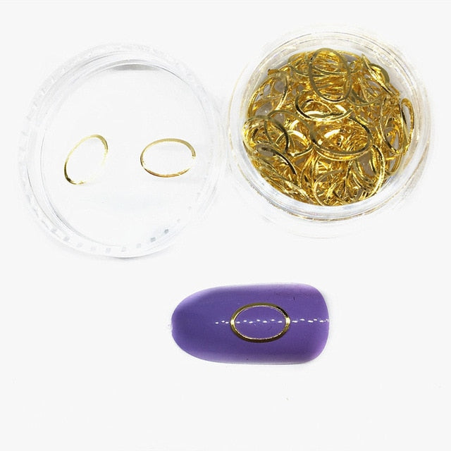 100Pcs/Box Gold Heart Nail Art Decorations Love Hollow 3d Sticker Hybrid Nail Metal Rivet Ultra-thin stud Supply for Nails Salon