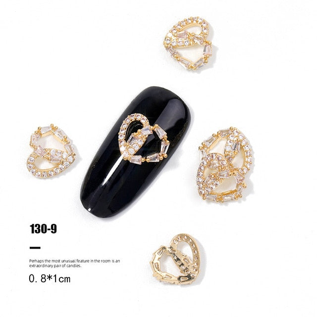 HNUIX 2Pieces 3D Metal Nail art Jewelry Japanese Nail Decorations Top Quality Crystal Manicure Zircon Diamond Charms Pendants
