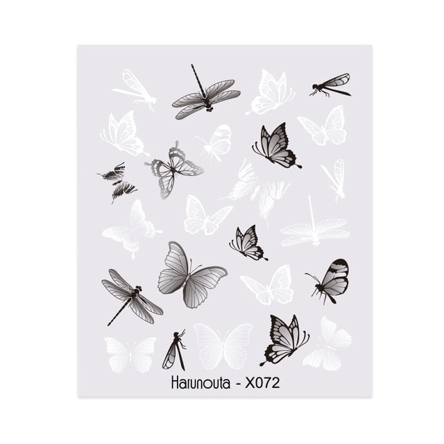 Harunouta Spring Simple Green Theme Water Decal Sticker Flower Leaf Tree Summer DIY Slider For Manicuring Nail Art Watermarks