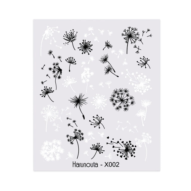 Harunouta Spring Simple Green Theme Water Decal Sticker Flower Leaf Tree Summer DIY Slider For Manicuring Nail Art Watermarks