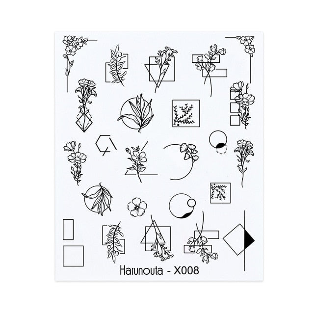 Harunouta Spring Simple Green Theme Water Decal Sticker Flower Leaf Tree Summer DIY Slider For Manicuring Nail Art Watermarks