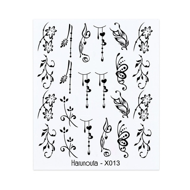 Harunouta Spring Simple Green Theme Water Decal Sticker Flower Leaf Tree Summer DIY Slider For Manicuring Nail Art Watermarks