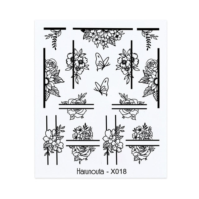 Harunouta Spring Simple Green Theme Water Decal Sticker Flower Leaf Tree Summer DIY Slider For Manicuring Nail Art Watermarks