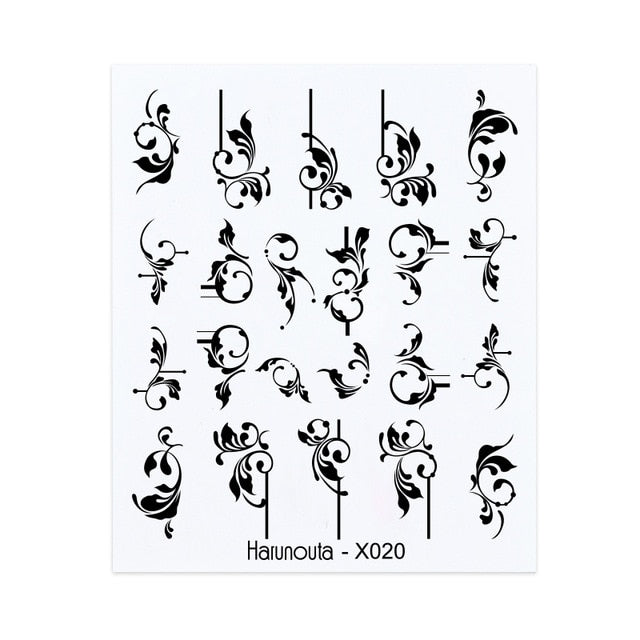 Harunouta Spring Simple Green Theme Water Decal Sticker Flower Leaf Tree Summer DIY Slider For Manicuring Nail Art Watermarks