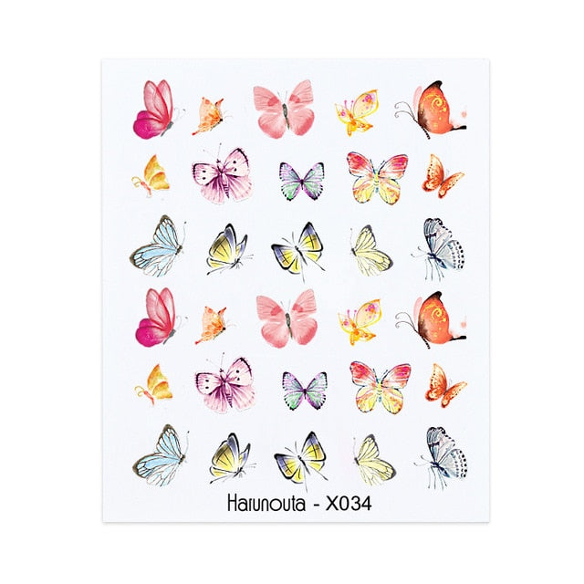 Harunouta Spring Simple Green Theme Water Decal Sticker Flower Leaf Tree Summer DIY Slider For Manicuring Nail Art Watermarks