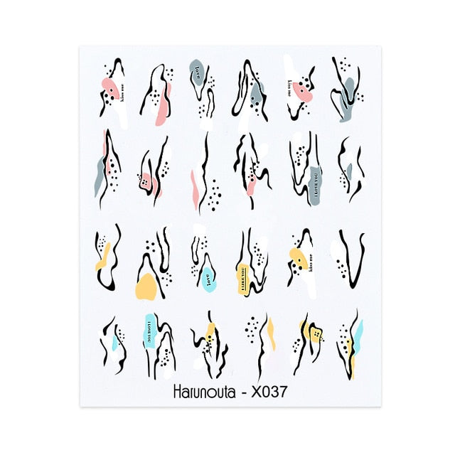 Harunouta Spring Simple Green Theme Water Decal Sticker Flower Leaf Tree Summer DIY Slider For Manicuring Nail Art Watermarks