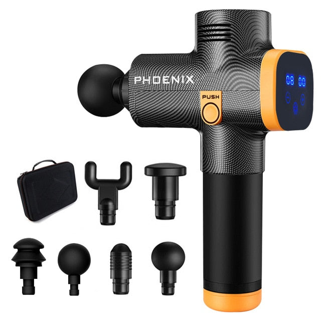 Phoenix a2 Massage Gun Percussion Black Body Massager Electric therapy massage gun 4 Heads Massager Phoenix MG55008