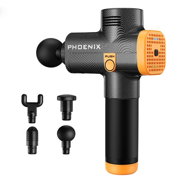 Phoenix a2 Massage Gun Percussion Black Body Massager Electric therapy massage gun 4 Heads Massager Phoenix MG55008