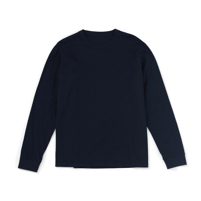 SIMWOOD 2021 Spring new long sleeve t shirt men solid color 100% cotton o-neck tops plus size high quality t-shirt SJ150278
