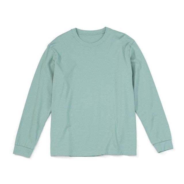 SIMWOOD 2021 Spring new long sleeve t shirt men solid color 100% cotton o-neck tops plus size high quality t-shirt SJ150278