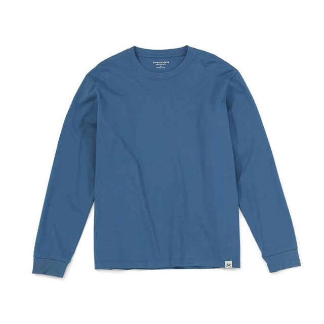 SIMWOOD 2021 Spring new long sleeve t shirt men solid color 100% cotton o-neck tops plus size high quality t-shirt SJ150278