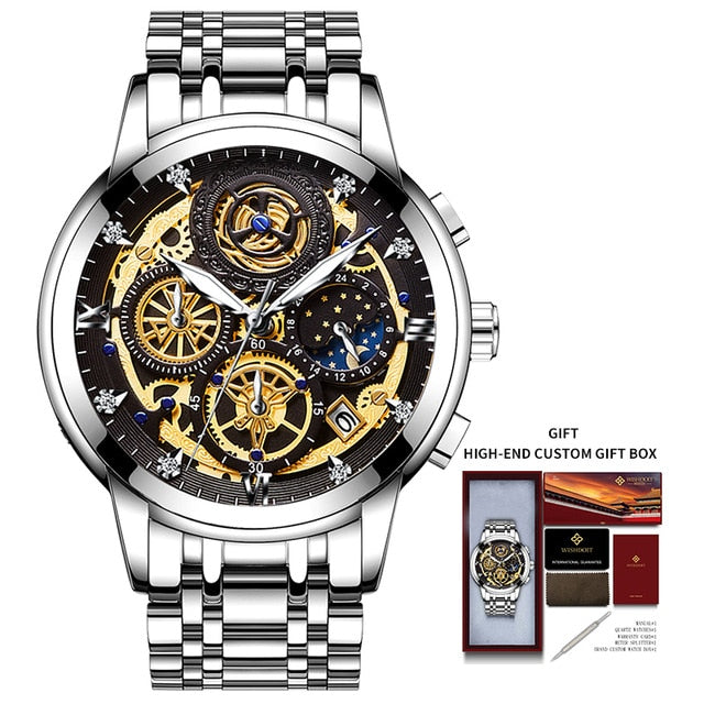 2021 New Fashion Men's Watch Stainless Steel Top Brand Luxury Waterproof Sports Chronograph Quartz Men's Relogio Masculino